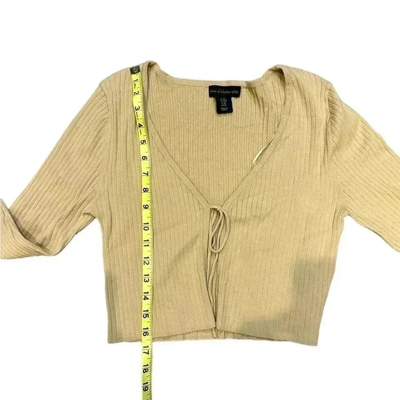 House of Harlow 1960 Tan Ribbed Bodycon Midi Dress + Matching cardigan sz med - Picture 10 of 11